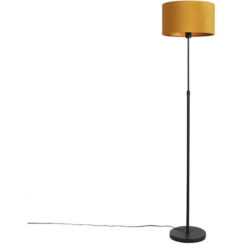 QAZQA Stoječa svetilka črna z žametnim odtenkom oker rumena z zlatom 35 cm - Parte Slike