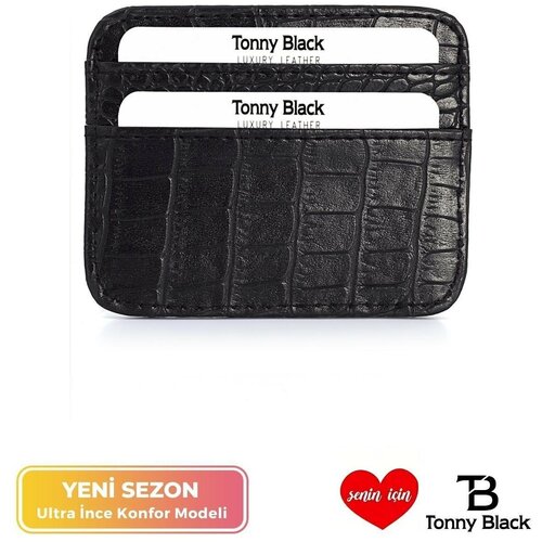 Tonny Black Original Women's Super Slim Croco Leather Slim with Money Compartment Credit Card & Business Card Holder, Wallet Card Holder. Slike