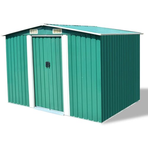 vidaXL Vrtna kućica za pohranu zelena metalna 257 x 205 x 178 cm Cijene