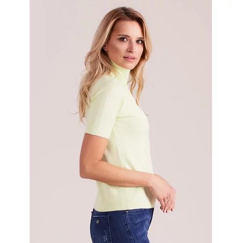 Fashionhunters Light green sweater with short sleeves and turtleneck