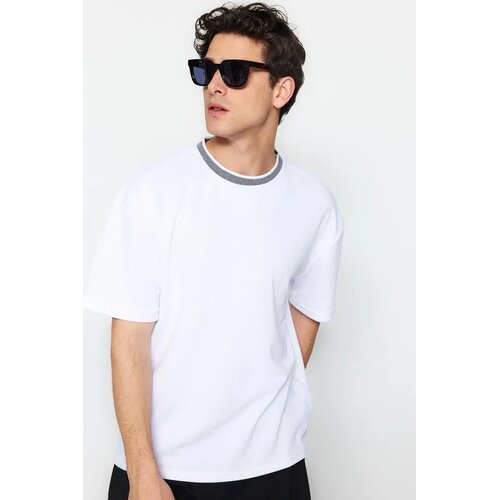 Trendyol Muška majica Tmnss23Ts00079, Bela Cene