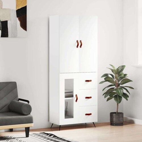  Visoka komoda bijela 69 5x34x180 cm konstruirano drvo Cijene