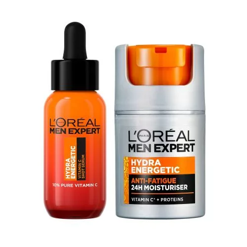 L'Oréal Paris Men Expert Hydra Energetic Vitamin C Shot Serum Set serum za lice 30 ml + dnevna krema za lice 50 ml za moške