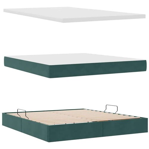  Krevet s od storage s madracem Tamnozelena 160 x 200 cm Bar&amp;scaron;un Slike