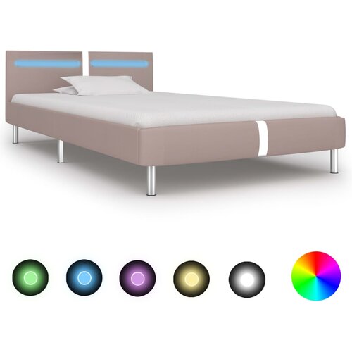 VidaXL Okvir za krevet od umjetne kože LED boja cappuccina 90 x 200 cm Slike
