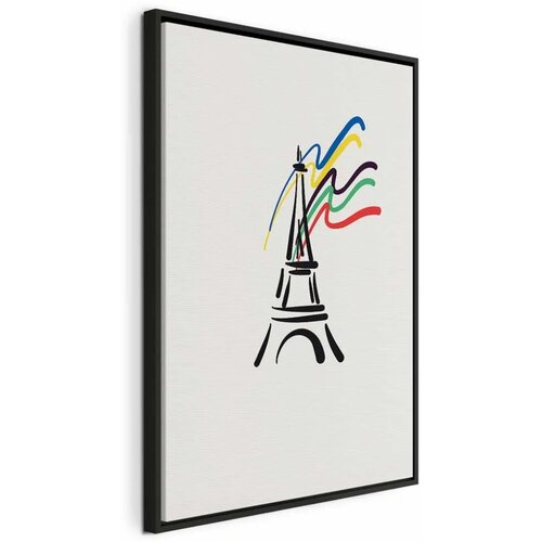  Slika - Eiffel Tower and Colorful Ribbons 80x120 U crnom drvenom okviru Cene