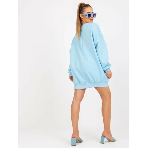 Fashionhunters Light blue and navy oversized sweatshirt with a printed design