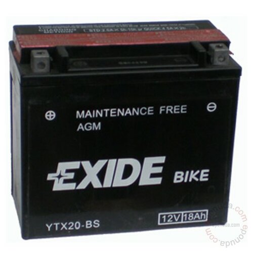 Exide BIKE YTX20H-BS 12V 18Ah akumulator Slike