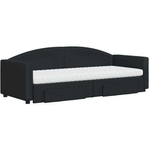 VidaXL dnevni krevet na razvlačenje s ladicama crni 80x200 cm tkanina Slike