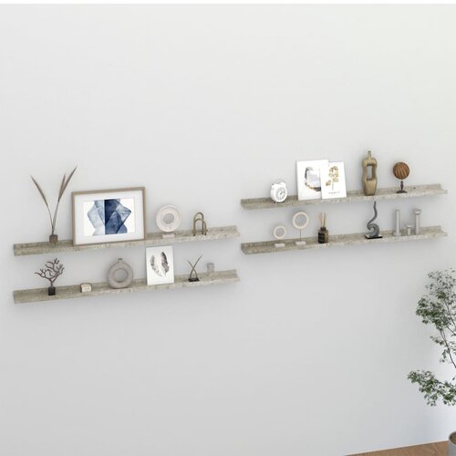 VidaXL Stenske police 4 kosi betonsko sive 115x9x3 cm Slike