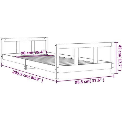 VidaXL Okvir za dječji krevet bijeli 90 x 200 cm od masivne borovine Slike