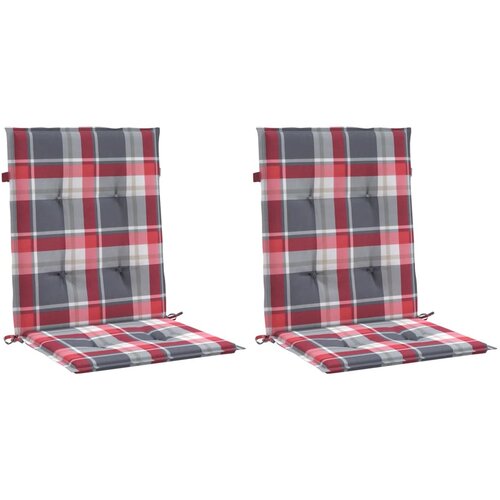  Jastuci za stolice 2 kom crveni karirani 100x50x3 cm od tkanine Slike