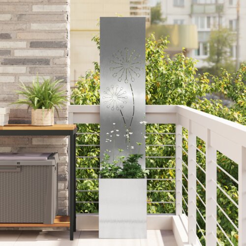 vidaXL Vrtni Sadič s Dekorativnom Pločom Srebrna 32 x 140 cm Cijene