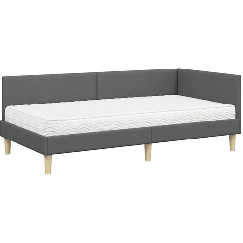  Kutni krevetni okvir s madracem 2 kom. Tamnosiva 90 x 190 cm Slike