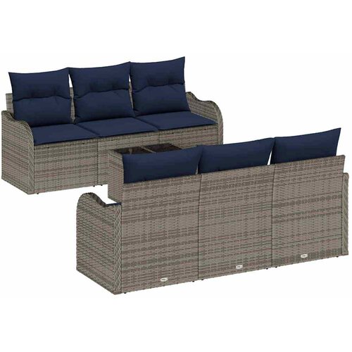 vidaXL Vrtna sedežna garnitura 7 pcs Siva 55 x 55 x 37 cm Poly ratan, (5000063083) Cene