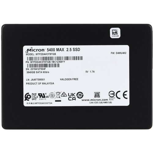Micron SSD 5400 MAX 3.84TB SATA 2.5 MTFDDAK3T8TGB-1BC1ZABYYR (DWPD 3.4) Cijene