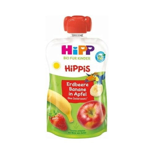 Hipp Bio vrečke s sadnim pirejem HiPPiS - Jagoda-banana v jabolku Cene