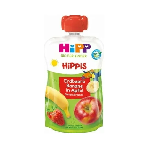 Hipp Bio vrečke s sadnim pirejem HiPPiS - Jagoda-banana v jabolku