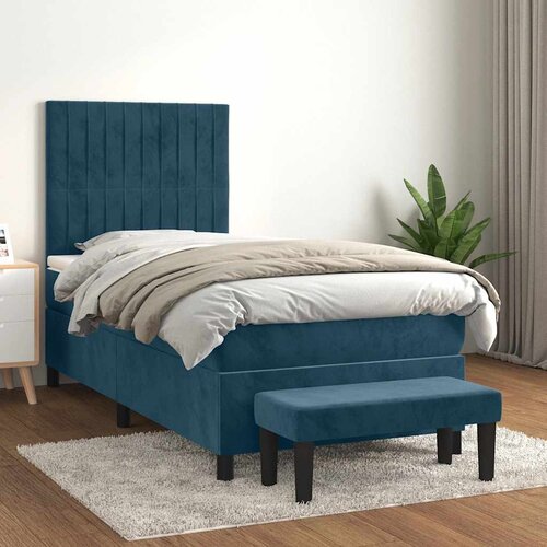 Box spring krevet s madracem tamnoplavi 90x190 cm bar&amp;scaron;unasti Slike