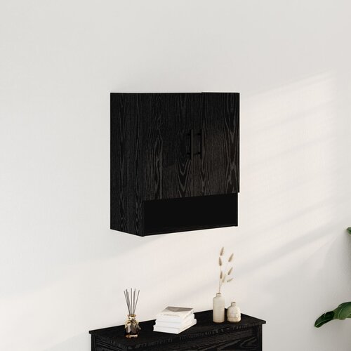 VidaXL Wall Cabinet Črni hrast MDF Srednje Vrata Shrambna omarica Slike