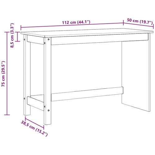  Stol Smeđa 112 x 50 x 75 cm Čvrsto borovo drvo Slike