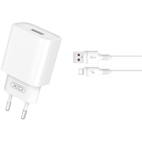 XO Polnilec za telefon CE02D QC 18W 1xUSB bel + USB-C kabel, (21231672) Cene