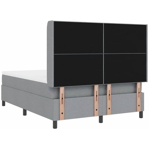  LED Box Spring Krevet Svijetlo siva 140 x 190 cm tkanina Slike