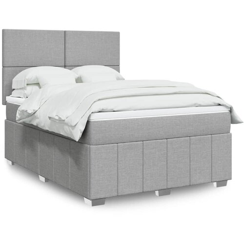 VidaXL Krevet box spring s madracem svjetlosivi 140x200 cm od tkanine Slike