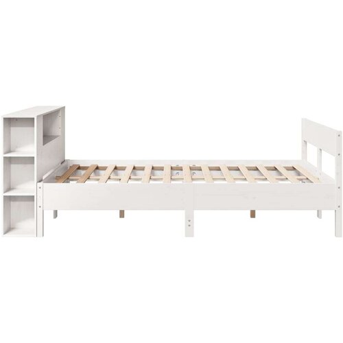 VidaXL Krevet s regalom z knjige bez madraca bijeli 160x200cm borovina Slike
