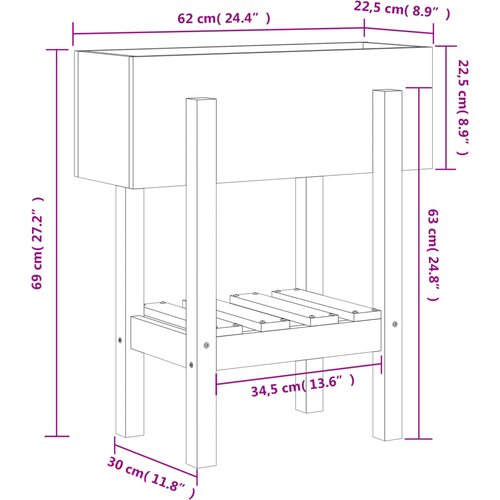  Vrtna sadilica boja meda 62 x 30 x 69 cm od masivne borovine Slike