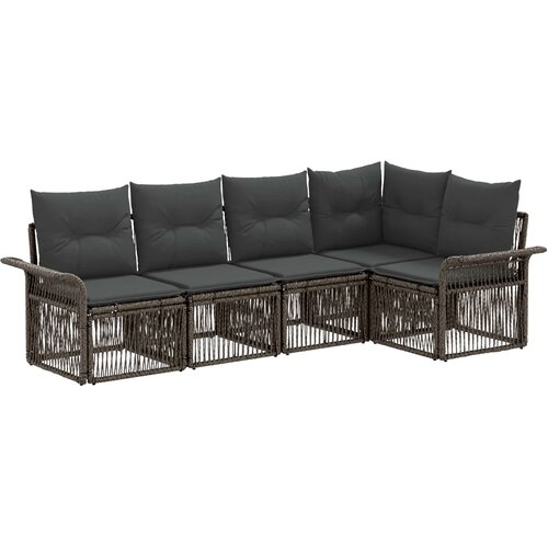  Sjedeća garnitura za vrt 5 kom. Siva poliratan 70.5 x 62 x 70 cm Slike