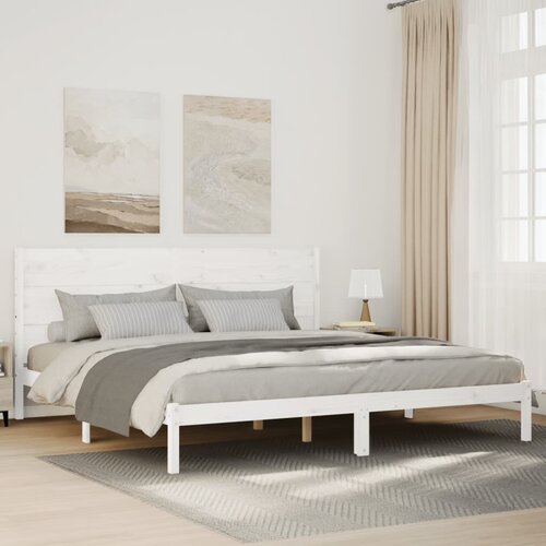 VidaXL Dugi okvir kreveta bez madraca bijeli 140 x 220 cm masivno drvo Slike