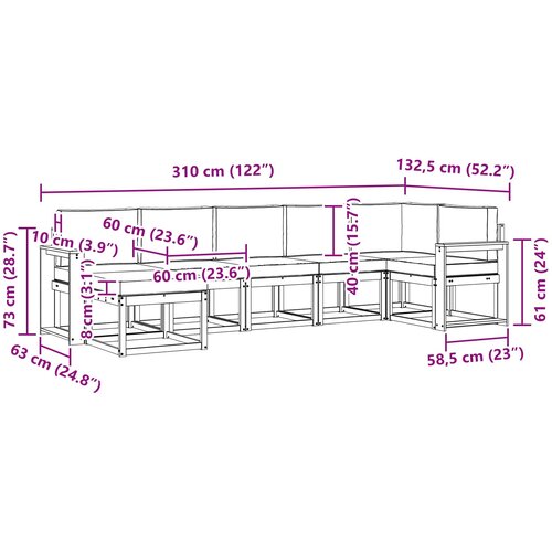  Set vanjskih sofa 7 kom. Bijela i krem Poliester Smeđa 310 x 132,5 x 73 cm Slike