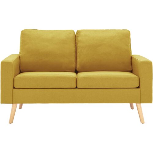  2-dijelni set sofa od tkanine žuti Slike