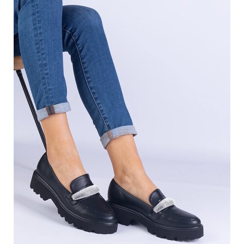 Gemre Talentino women's black loafers adorned with rhinestones Cene