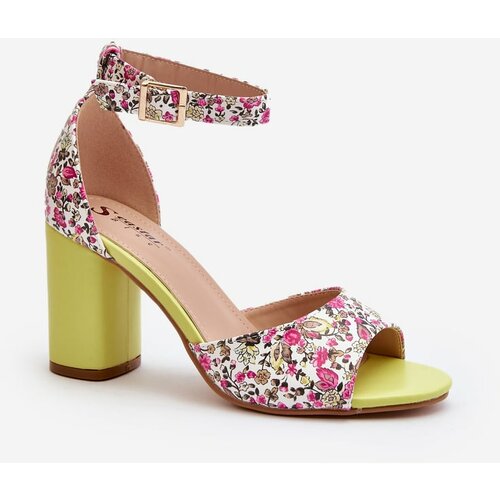 Kesi Yellow floral high-heeled sandals Vitamella Cene