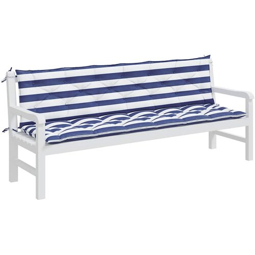  Jastuci za vrtnu klupu 2 kom plavo-bijeli prugasti 200x50x7 cm Slike