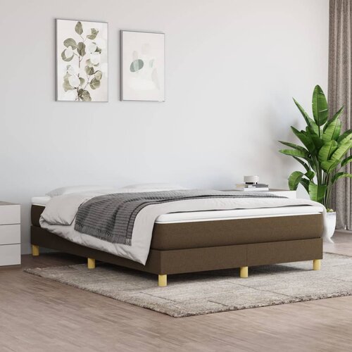 VidaXL Okvir za krevet s oprugama tamnosmeđi 140x200 cm od tkanine Slike