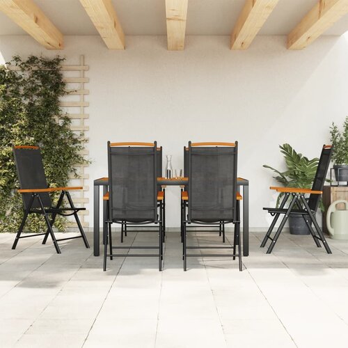 vidaXL 7-dijelni vrtni blagovaonski set crno-smeđi aluminijski Cene
