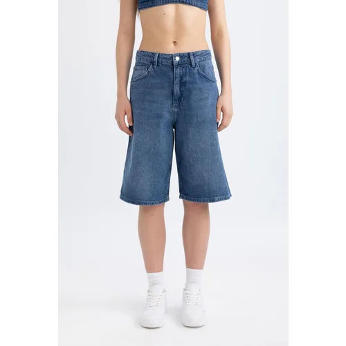 Defacto Afra x High Waist Bermuda Jean Shorts