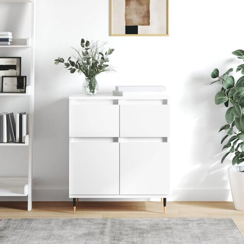 VidaXL Komoda bela 60x35x70 cm inženirski les Slike