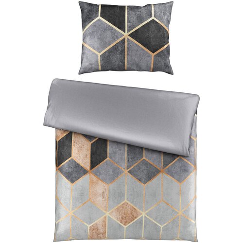 Esposa obojestranska posteljnina uni satin 140/200 cm saten siva Cene