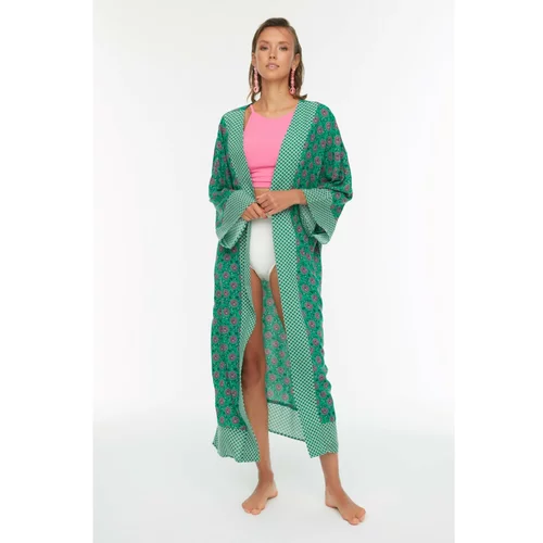 Trendyol Green Floral Patterned Kimono&Caftan