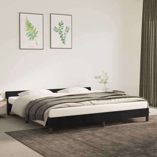 VidaXL Okvir za krevet s uzglavljem crni 200x200 cm bar&amp;scaron;unasti Slike