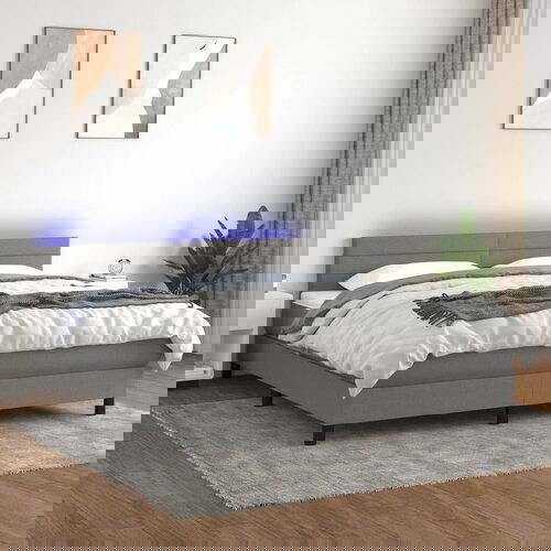 The Living Store Box spring postelja z vzmetnico LED temno siva 180x200 cm blago - Box Spring Postelja, (21518006) Slike