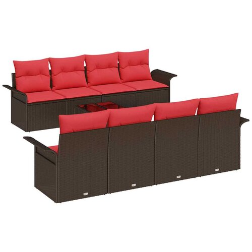 vidaXL Vrtna sedežna garnitura z blazino 9 pcs Rjava poli ratan, (5000146606) Cene
