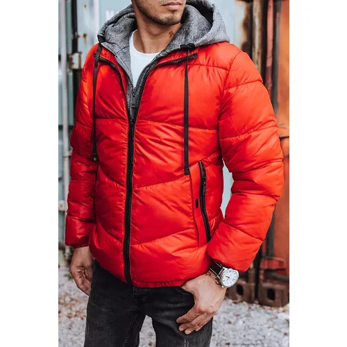 DStreet Red men's quilted winter jacket TX3828