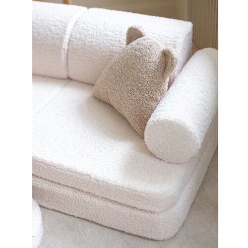 Wigiwama Kremno bela otro&amp;scaron;ka sedežna garnitura iz tkanine boucl&amp;eacute; 132 cm Settee &amp;ndash; Slike