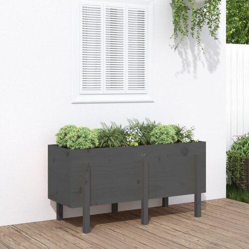 vidaXL Povišena vrtna gredica siva 121 x 50 x 57 cm masivna borovina Cijene