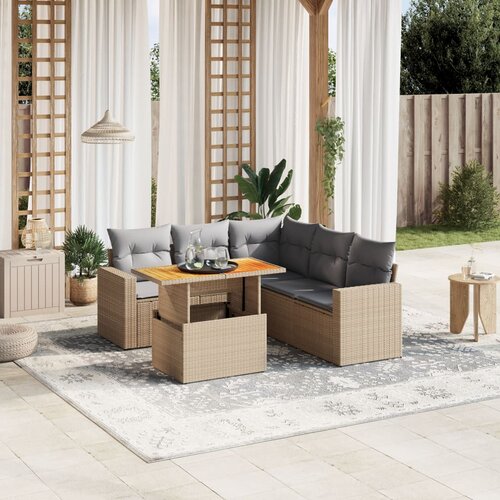 vidaXL 6-dijelni set vrtnih sofa s jastucima bež od poliratana Cijene